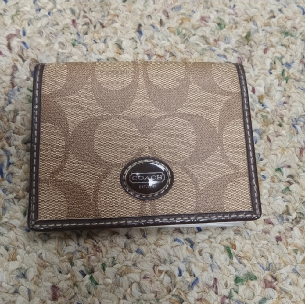 Coach Signature Tan and Brown Wallet